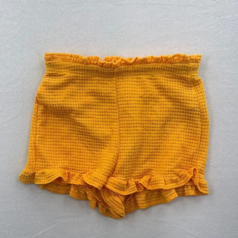 3For$20 SHEIN SXY Curvy Crochet Ruffle Hem Yellow Shorts size Large NWT